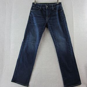 American Eagle Men Jeans Dark Blue Stretch Comfort Button Zip Bootcut Pant 31x32